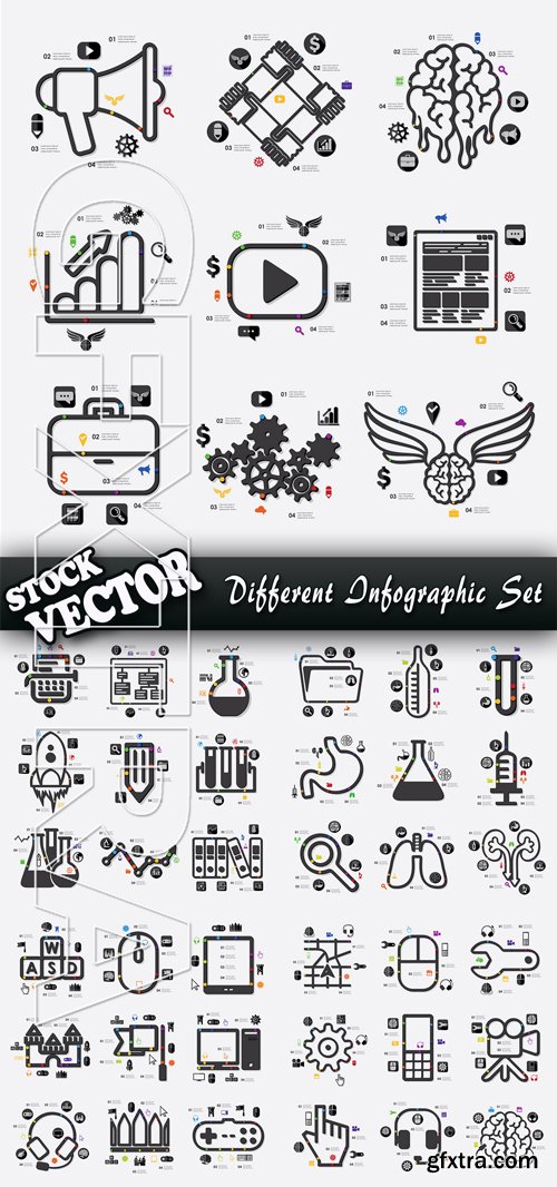 Stock Vector - Different Infographic Set