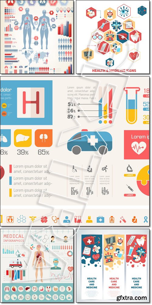 Medical infographics elements. Human body with internal organs - Vector