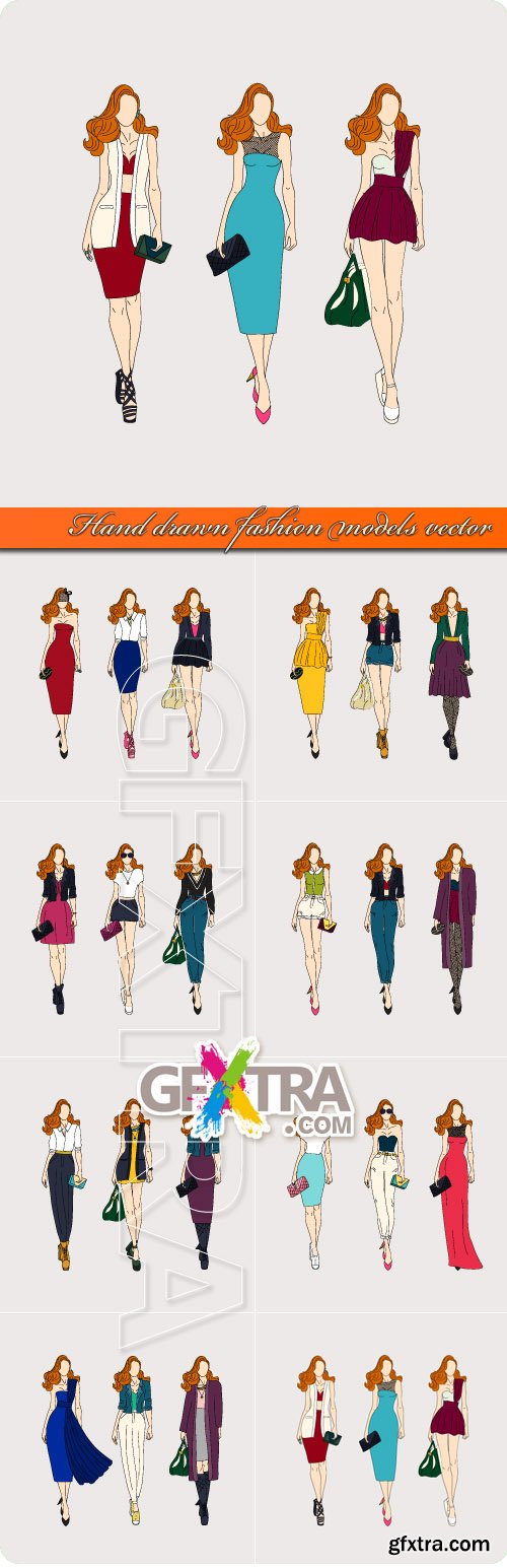 Hand drawn fashion models vector