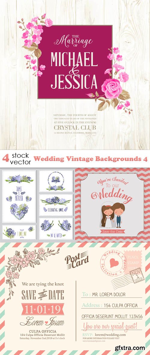 Vectors - Wedding Vintage Backgrounds 4