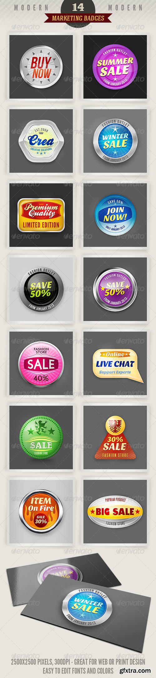 GraphicRiver - 14 Modern Marketing Badges