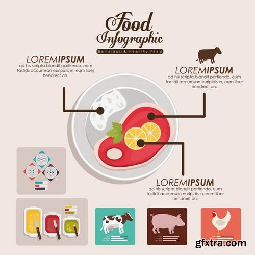 Stock Vector - Food Infographic Sets, 25EPS