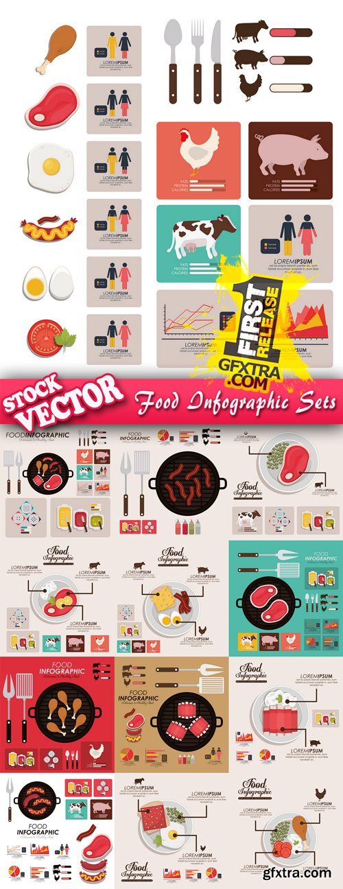 Stock Vector - Food Infographic Sets, 25EPS