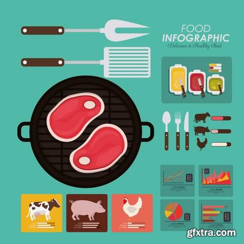 Stock Vector - Food Infographic Sets, 25EPS