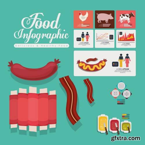 Stock Vector - Food Infographic Sets, 25EPS