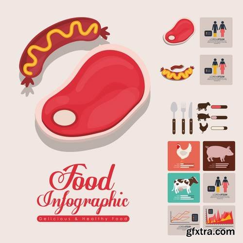 Stock Vector - Food Infographic Sets, 25EPS