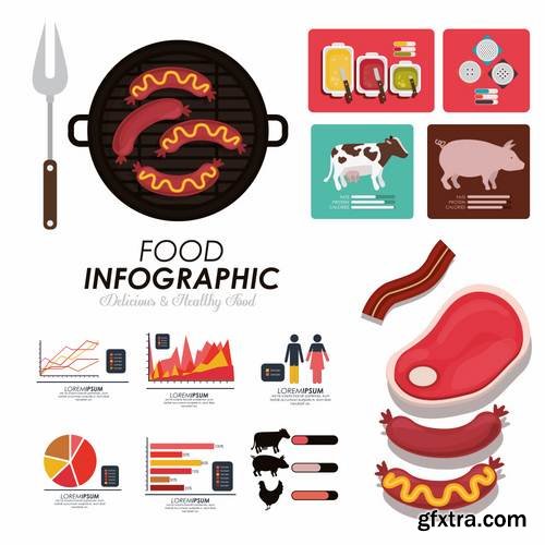 Stock Vector - Food Infographic Sets, 25EPS