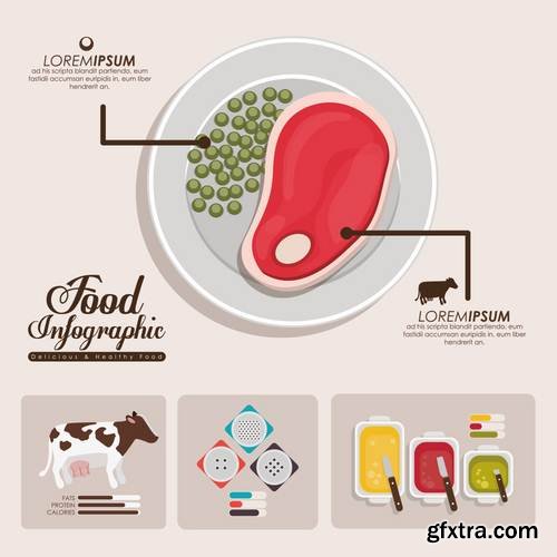 Stock Vector - Food Infographic Sets, 25EPS