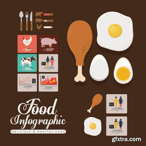 Stock Vector - Food Infographic Sets, 25EPS