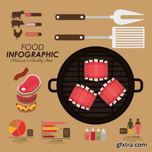 Stock Vector - Food Infographic Sets, 25EPS