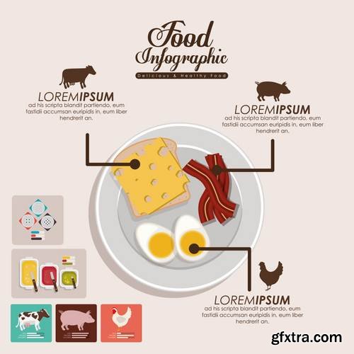 Stock Vector - Food Infographic Sets, 25EPS