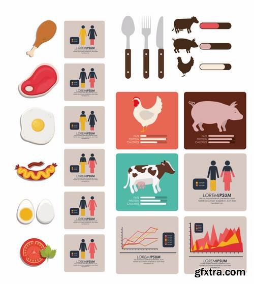 Stock Vector - Food Infographic Sets, 25EPS