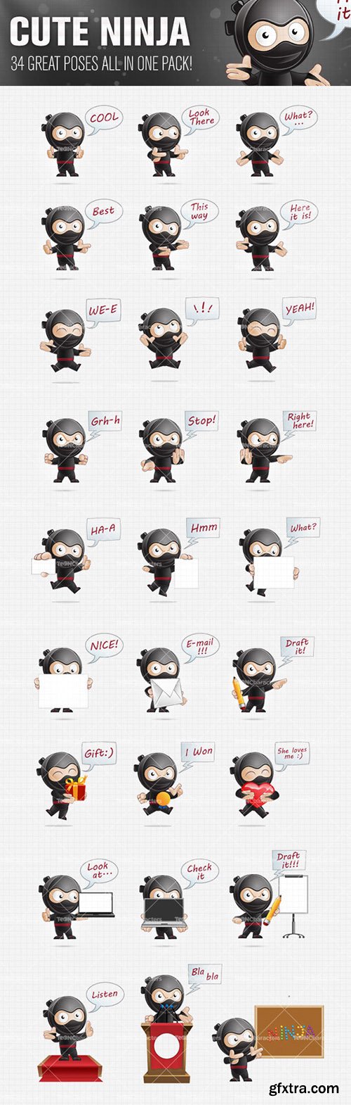 Cute Ninja Cartoon Character Ultimate Set