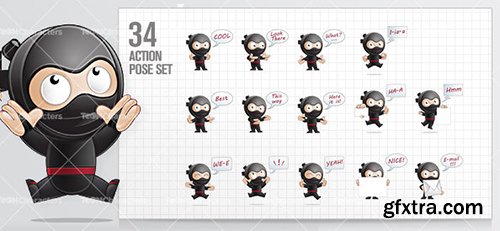 Cute Ninja Cartoon Character Ultimate Set