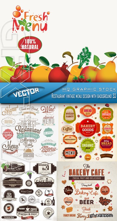 Stock Vector - Restaurant vintage menu design with background 32