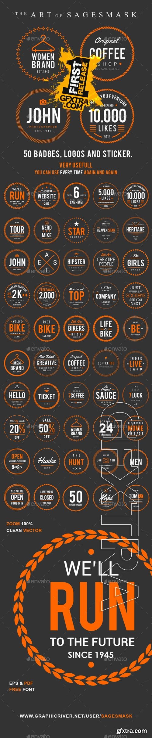 GraphicRiver - 50 Circle Badges, Logos And Sticker. 10334250