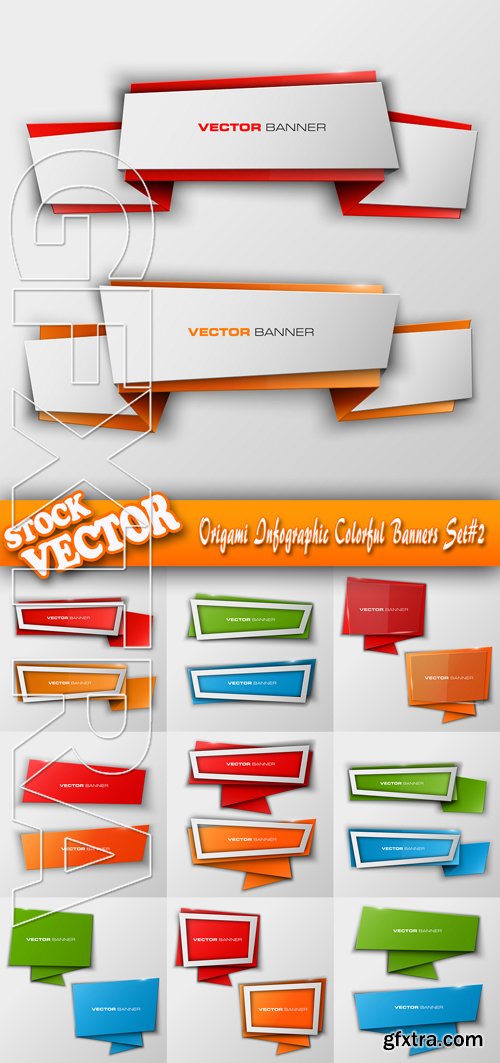 Stock Vector - Origami Infographic Colorful Banners Set#2