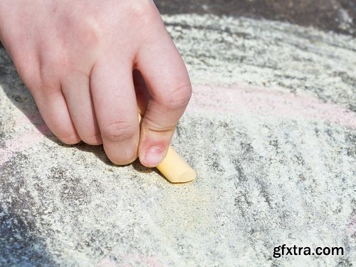 Collection of people children draw multicolored chalk on asphalt 25 HQ Jpeg