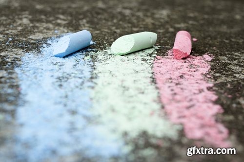 Collection of people children draw multicolored chalk on asphalt 25 HQ Jpeg