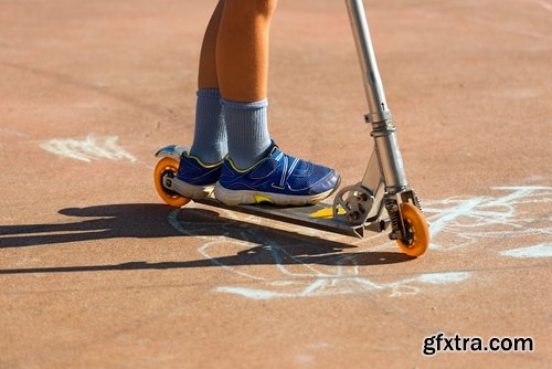 Collection of people children draw multicolored chalk on asphalt 25 HQ Jpeg