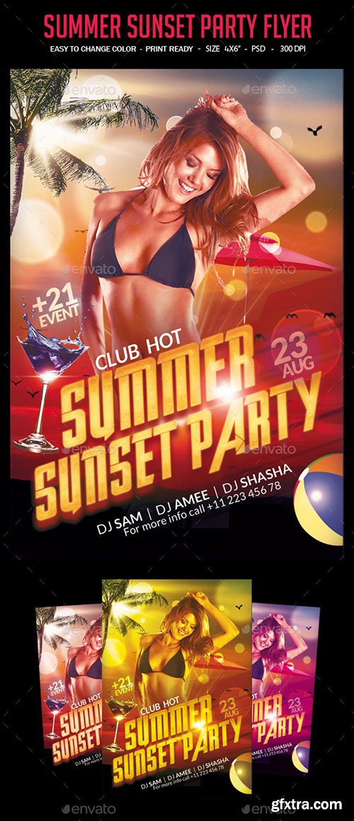 GraphicRiver Summer Sunset Party Flyer 10636510