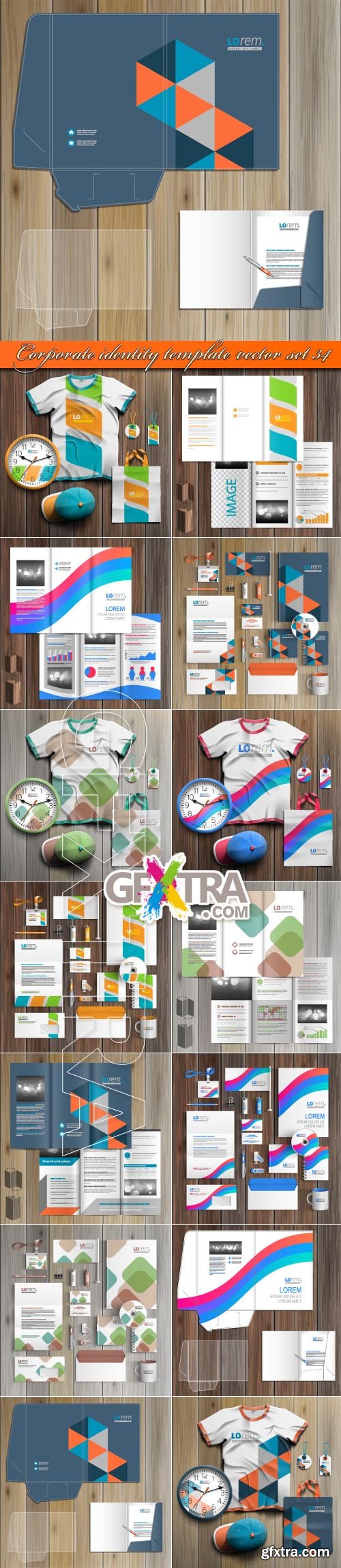 Corporate identity template and tri-fold brochure vector 15