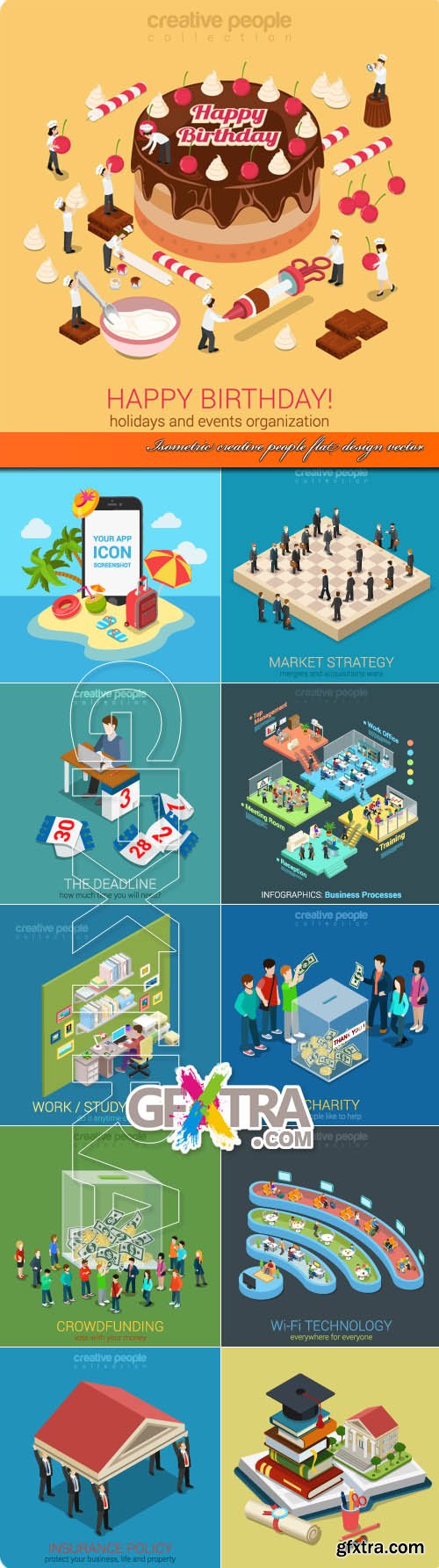 Isometric creative people flat design vector