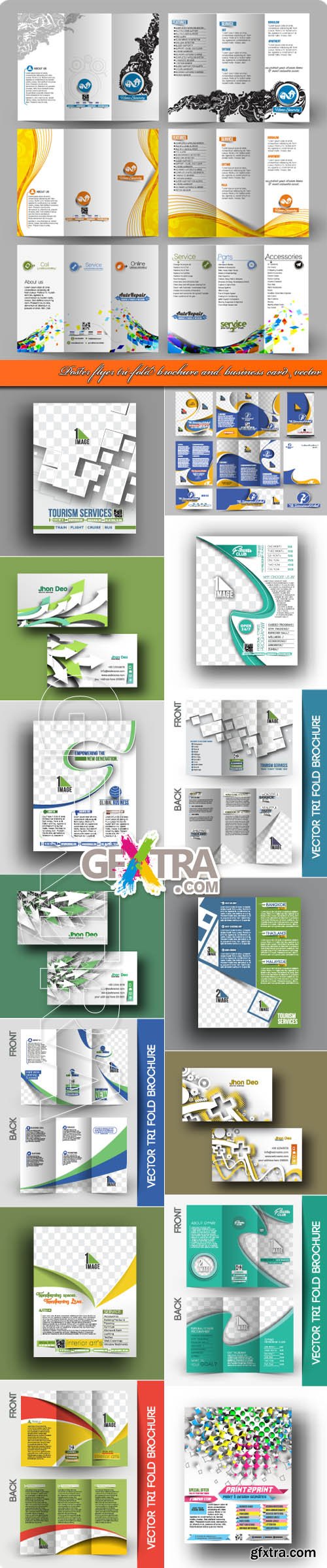 Poster flyer tri-fold brochure and business card vector