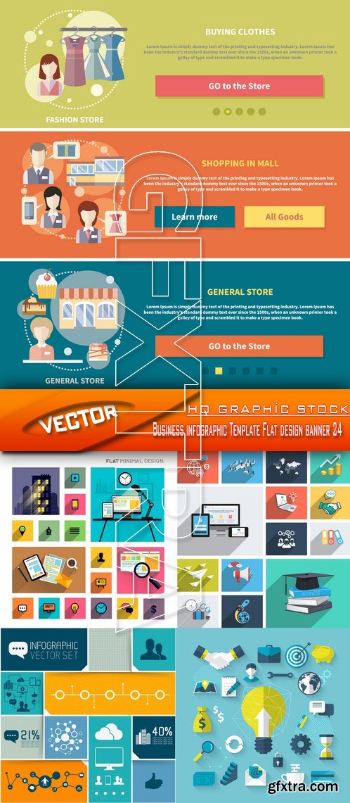 Stock Vector - Business infographic Template Flat design banner 24