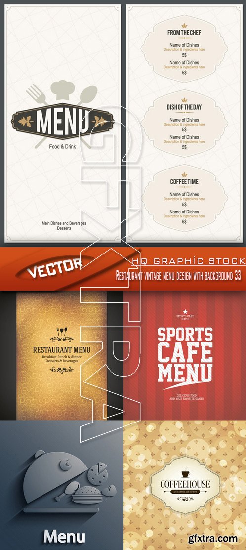Stock Vector - Restaurant vintage menu design with background 33