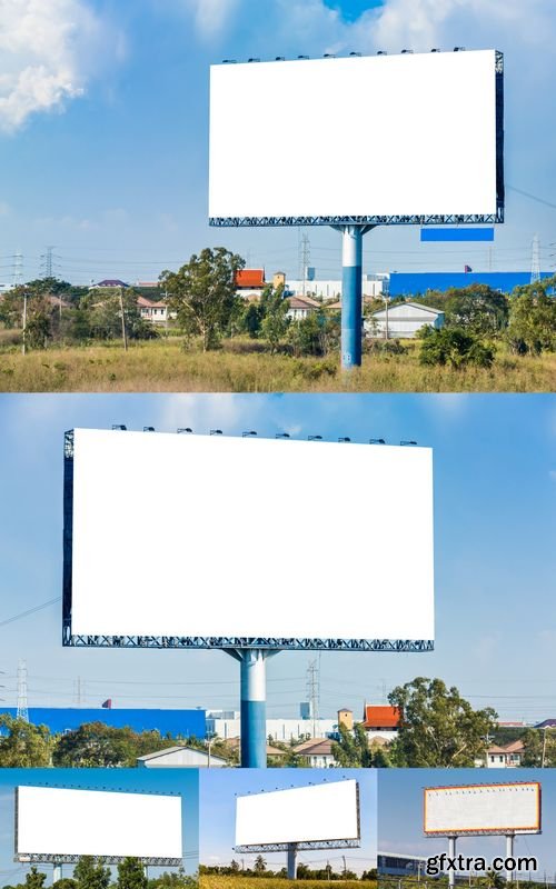 Stock Photos - Blank Billboard on Blue Sky