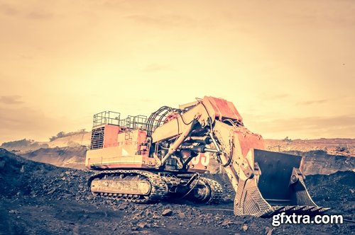 Collection various excavator in the quarry extraction of sand and minerals 25 HQ Jpeg