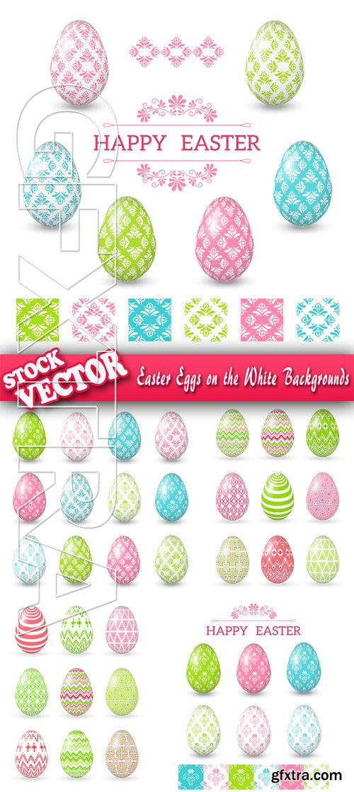 Stock Vector - Easter Eggs on the White Backgrounds