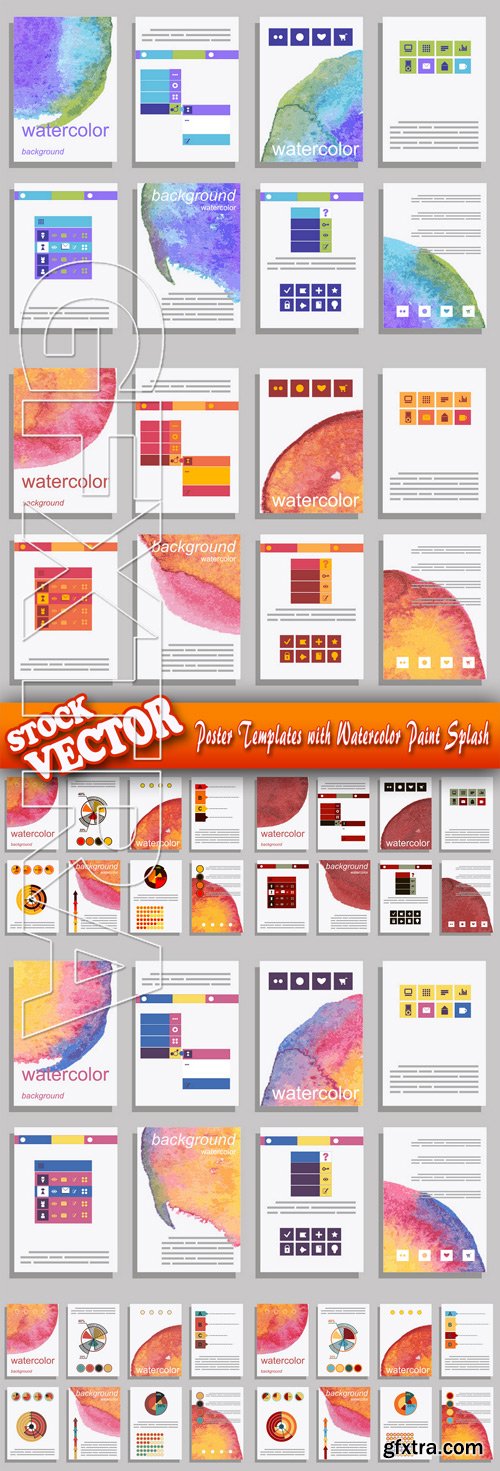 Stock Vector - Poster Templates with Watercolor Paint Splash