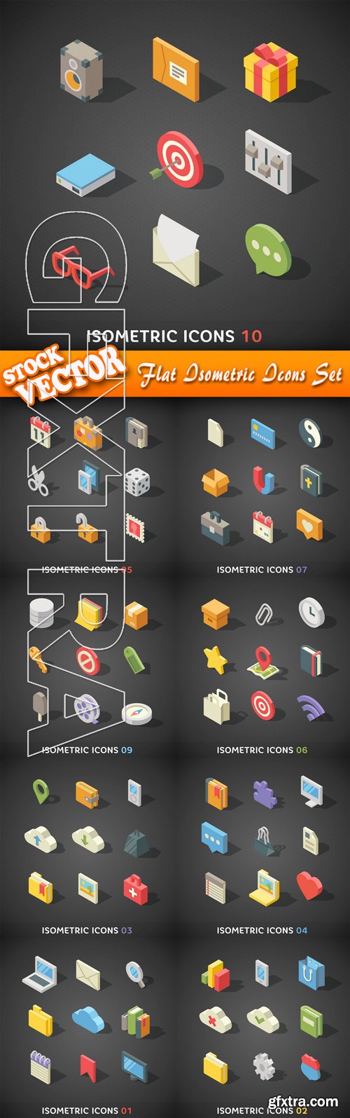 Stock Vector - Flat Isometric Icons Set