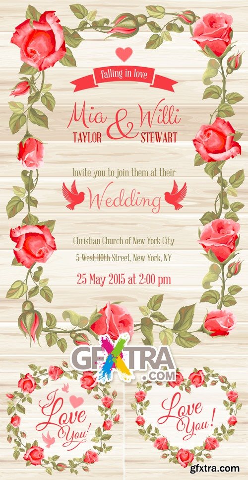 Wedding Floral Backgrounds Vector 2