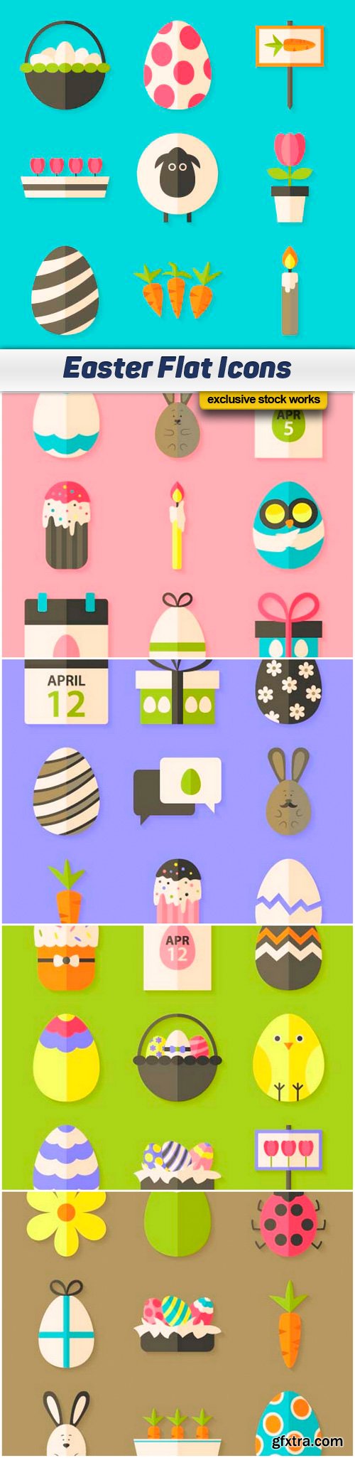 Easter Flat Icons - 5x EPS