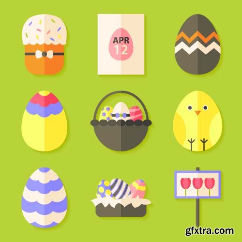 Easter Flat Icons - 5x EPS