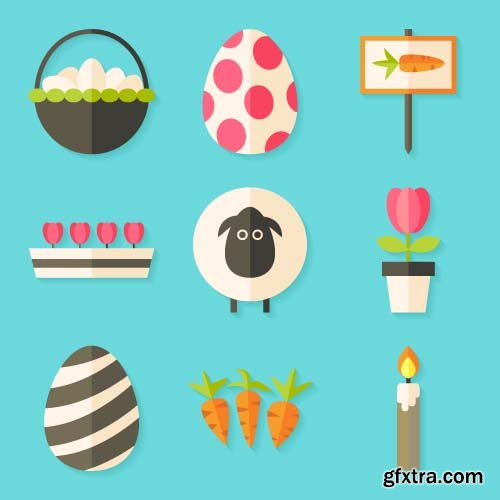Easter Flat Icons - 5x EPS