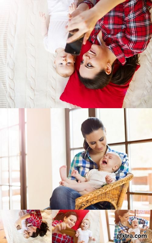 Stock Photos - Little Baby Girl and Mother