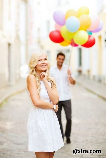 Stock Photos - Couple with Colorful Balloons