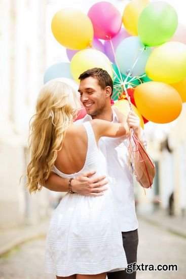 Stock Photos - Couple with Colorful Balloons