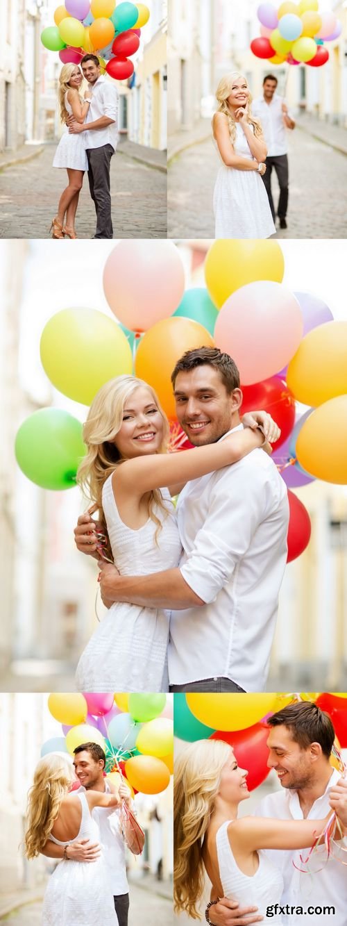 Stock Photos - Couple with Colorful Balloons