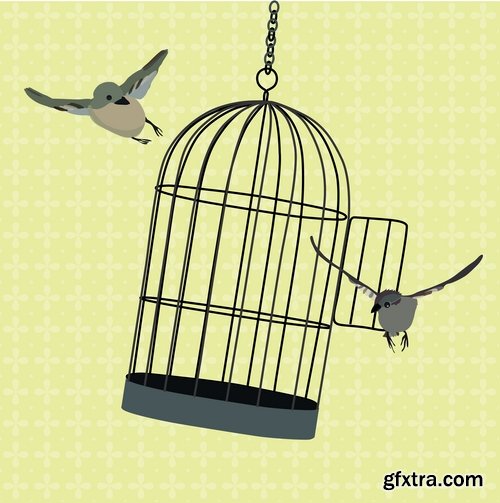 Collection various birds in a cage vector image 25 Eps