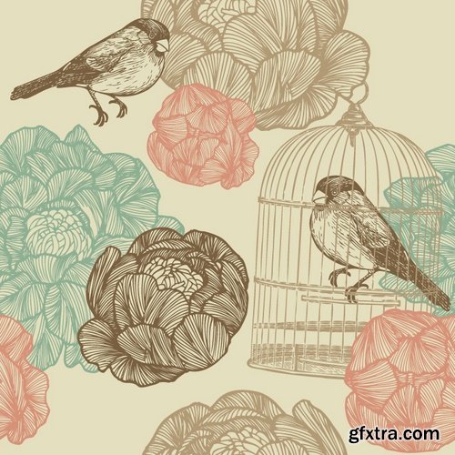 Collection various birds in a cage vector image 25 Eps