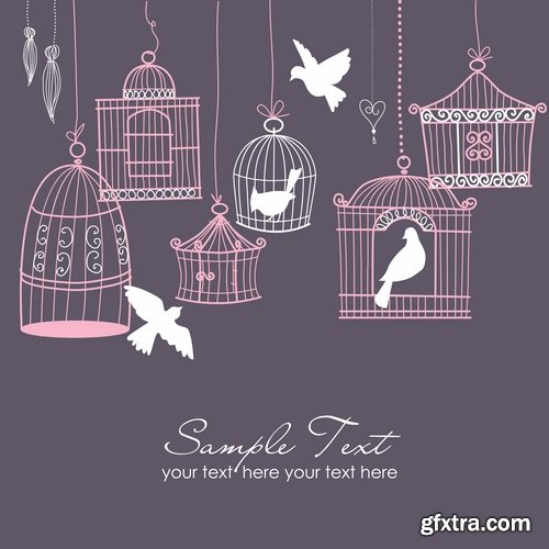 Collection various birds in a cage vector image 25 Eps