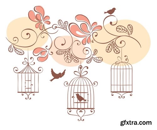 Collection various birds in a cage vector image 25 Eps