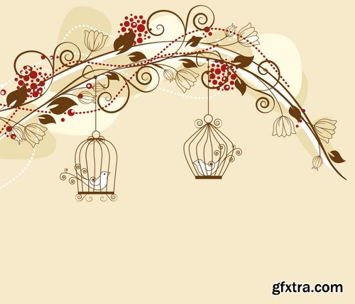 Collection various birds in a cage vector image 25 Eps