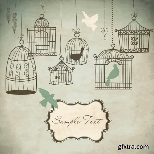 Collection various birds in a cage vector image 25 Eps