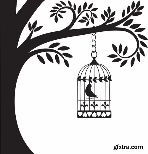 Collection various birds in a cage vector image 25 Eps